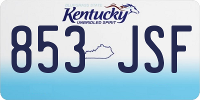 KY license plate 853JSF
