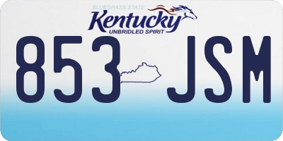 KY license plate 853JSM