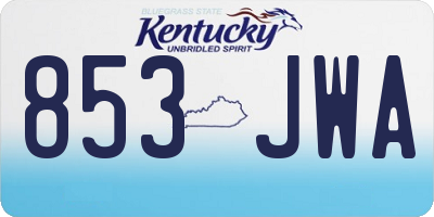 KY license plate 853JWA
