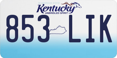 KY license plate 853LIK