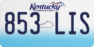 KY license plate 853LIS