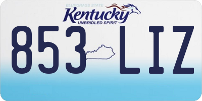 KY license plate 853LIZ