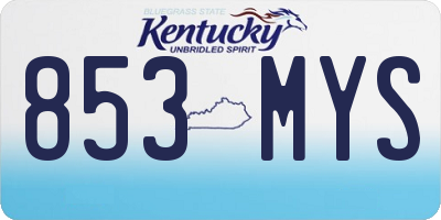 KY license plate 853MYS