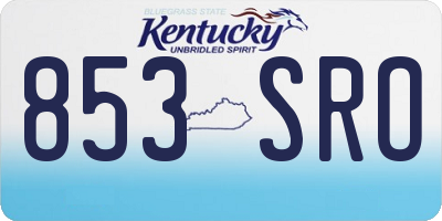 KY license plate 853SRO