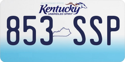 KY license plate 853SSP