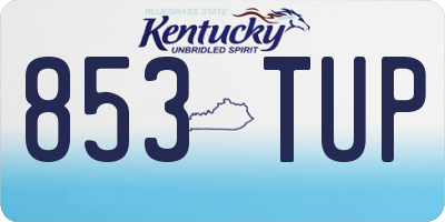 KY license plate 853TUP