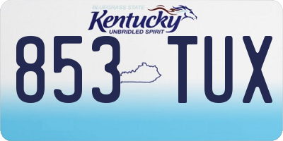 KY license plate 853TUX