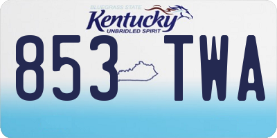 KY license plate 853TWA