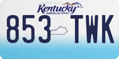 KY license plate 853TWK
