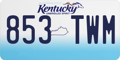KY license plate 853TWM