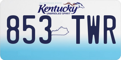 KY license plate 853TWR