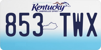 KY license plate 853TWX