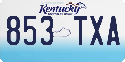 KY license plate 853TXA