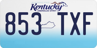 KY license plate 853TXF