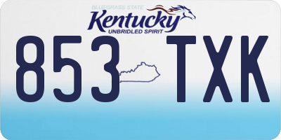 KY license plate 853TXK