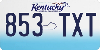 KY license plate 853TXT
