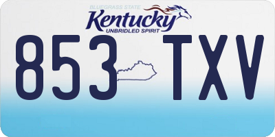 KY license plate 853TXV