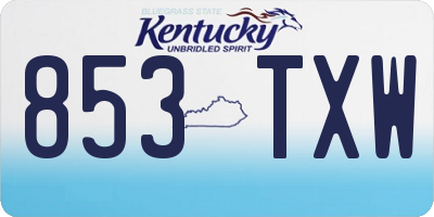 KY license plate 853TXW