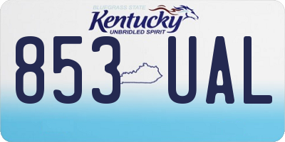 KY license plate 853UAL