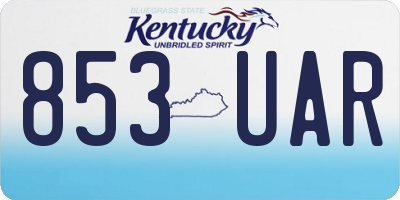 KY license plate 853UAR