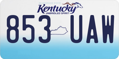 KY license plate 853UAW