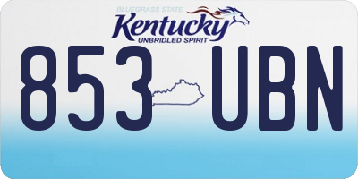 KY license plate 853UBN
