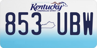 KY license plate 853UBW