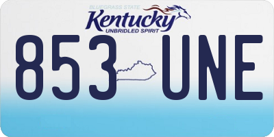 KY license plate 853UNE