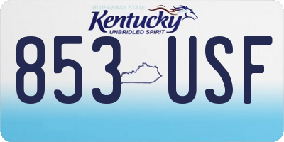 KY license plate 853USF