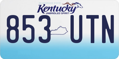 KY license plate 853UTN