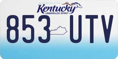 KY license plate 853UTV