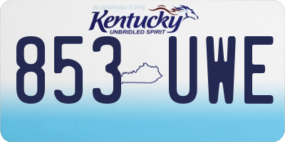 KY license plate 853UWE