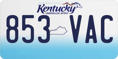 KY license plate 853VAC