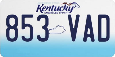 KY license plate 853VAD