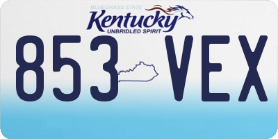 KY license plate 853VEX