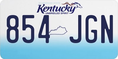 KY license plate 854JGN