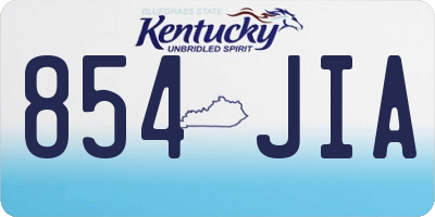 KY license plate 854JIA