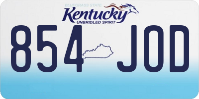 KY license plate 854JOD