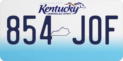 KY license plate 854JOF
