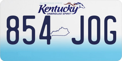 KY license plate 854JOG