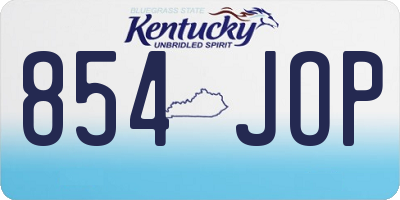 KY license plate 854JOP