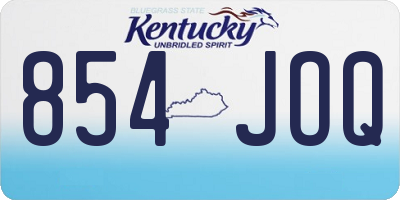 KY license plate 854JOQ