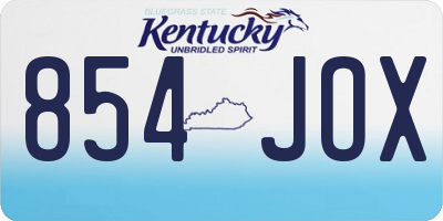 KY license plate 854JOX