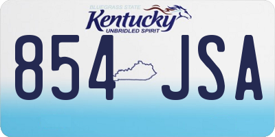 KY license plate 854JSA