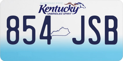 KY license plate 854JSB