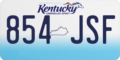 KY license plate 854JSF