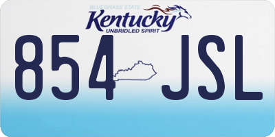 KY license plate 854JSL