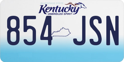 KY license plate 854JSN