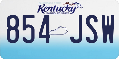 KY license plate 854JSW