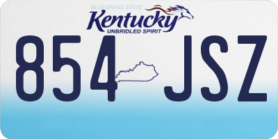 KY license plate 854JSZ